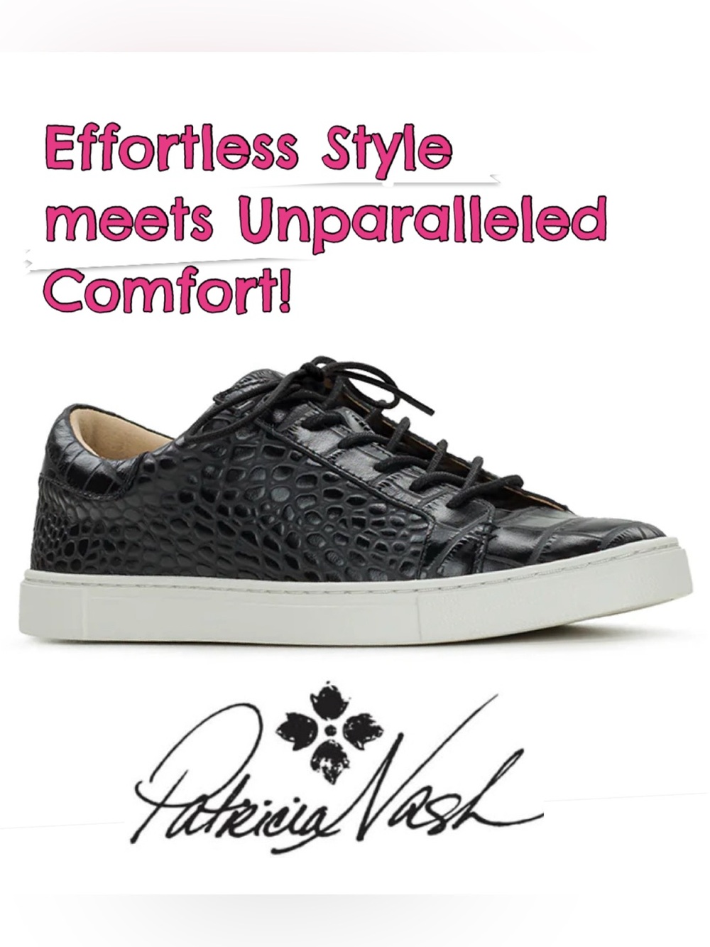 PATRICIA NASH, UMA, Black, Croc Embossed, Sneakers, NEW in BOX!